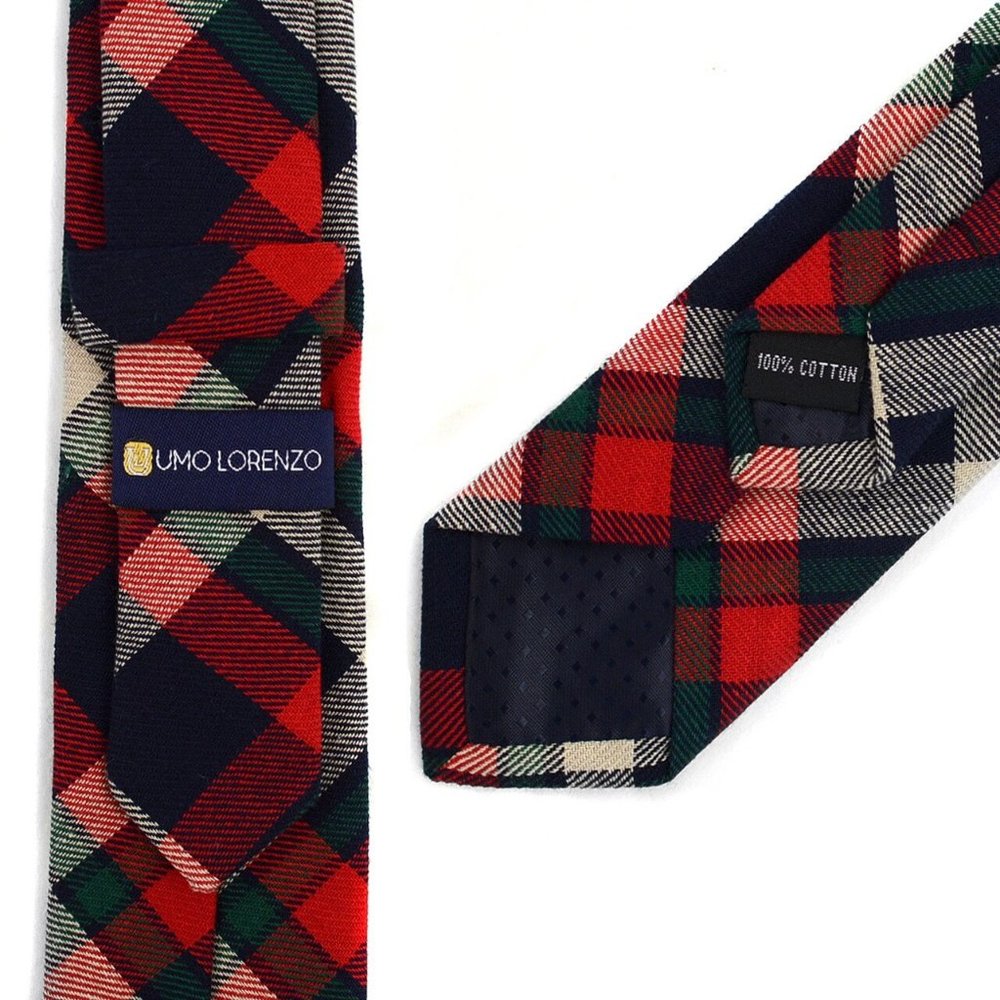 Men's Plaid Flannel 2.25" Cotton Slim Neck Tie - Picture 4 of 5